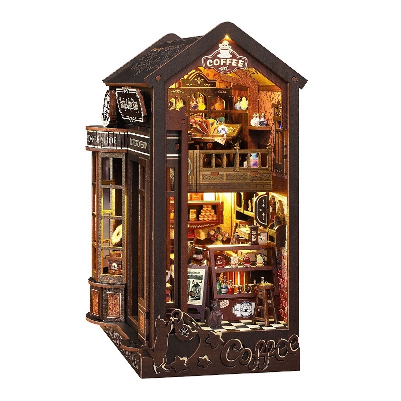 Booknook DIY รุ่น SL23 Magic Coffee พร้อมฝาปิดกันฝุ่น ที่กั้นหนังสือ บ้านตุ๊กตา