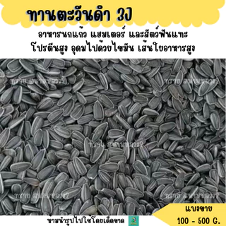 **ดำ 3J**เมล็ดทานตะวันดำ (แบ่งขาย 500 G.-1 KG.) อาหารนกและสัตว์ฟันแทะ