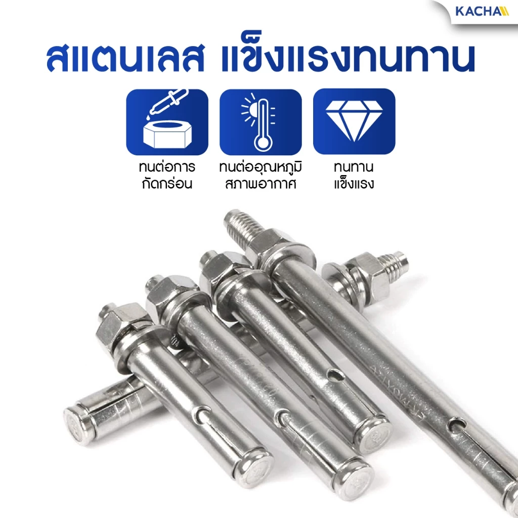 KACHA พุกสแตนเลส 304 แหวนอีแปะ สปริง M6 M8 M10 Anchor Bolt GB22795 thumbnail 3