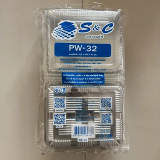 กล่องพลาสติกเหลี่ยมใส S&C PW-32 กล่องใส แบบล็อค เนื้อ PET ใส่อาหาร ใส่ทุเรียน จำนวน 50 ชิ้น