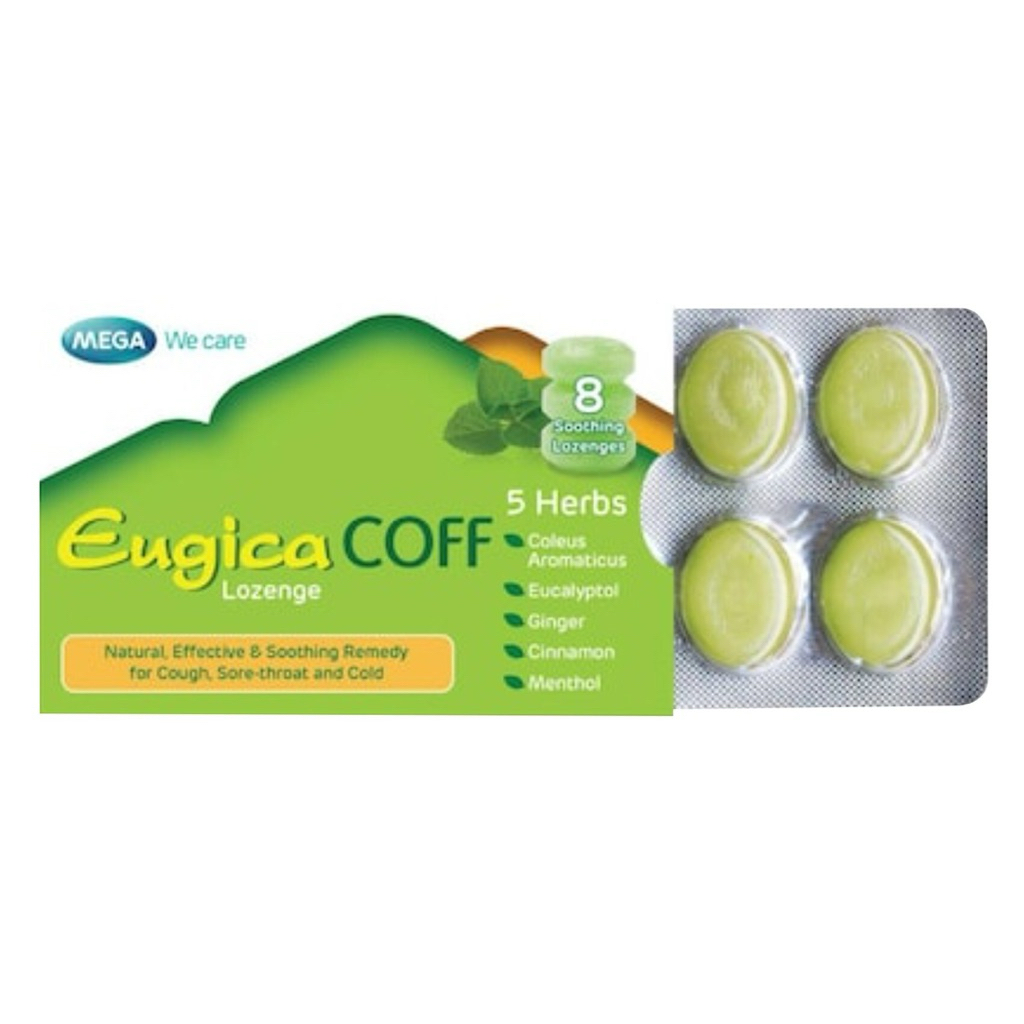 EUGICA COFF LOZENGE (ลูกอมสมุนไพร ยูจิก้า) แผง 8 เม็ด