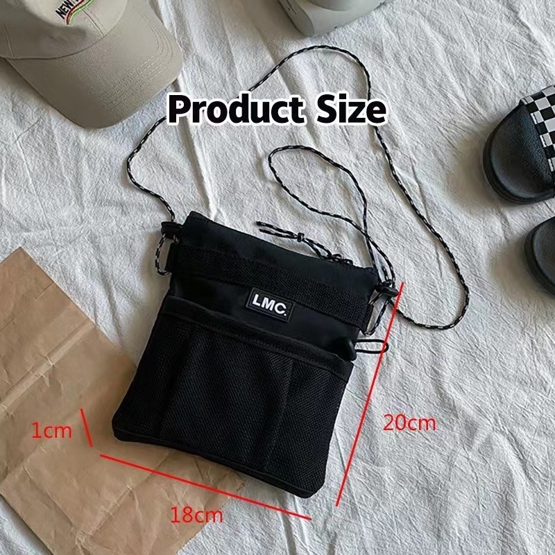 LMC กระเป๋าใส่โทรศัพท์แบบสะพายข้าง กระเป๋าสตางค์ กระเป๋าสะพายข้าง เชือกเล็ก ขนาดเล็กและประณีต สีดำ ห