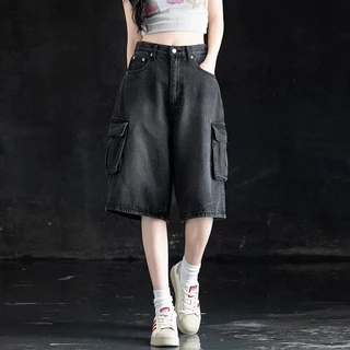 S-10XL กางเกงขาสั้นยีนส์ 5 ส่วน คาร์โก้ คาร์ใจ ใส่สบาย ผ้านุ่ม ใส่ได้ทั้งชายและหญิง