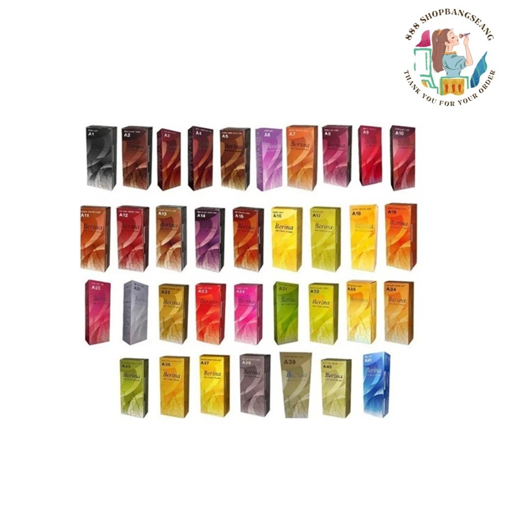 Berina Hair Color ครีมย้อมผม เบอรีน่า สีย้อมผม สีผมเบอริน่า 47เฉดสี