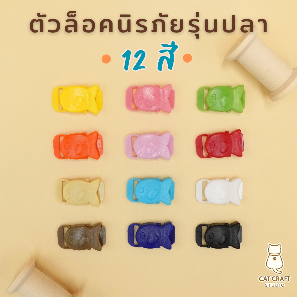 ตัวล็อคนิรภัยแมวรุ่นปลา (ช่องใส่สาย 10-12มิล)) ชุดละ 10ชิ้น