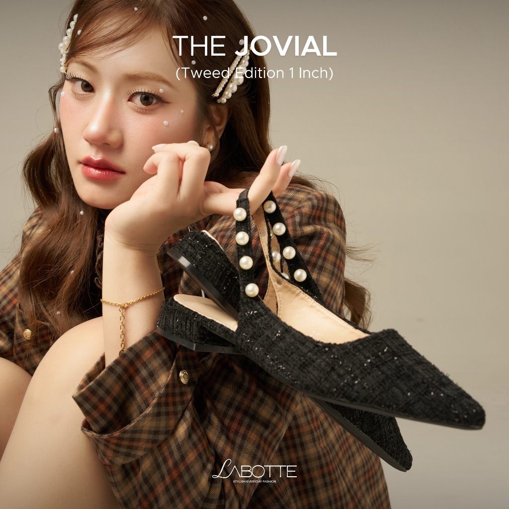 The Jovial (Tweed Edition 1 inch) - Labotte.bkk รองเท้ารัดส้น รองเท้าหัวแหลม (3165-1B)