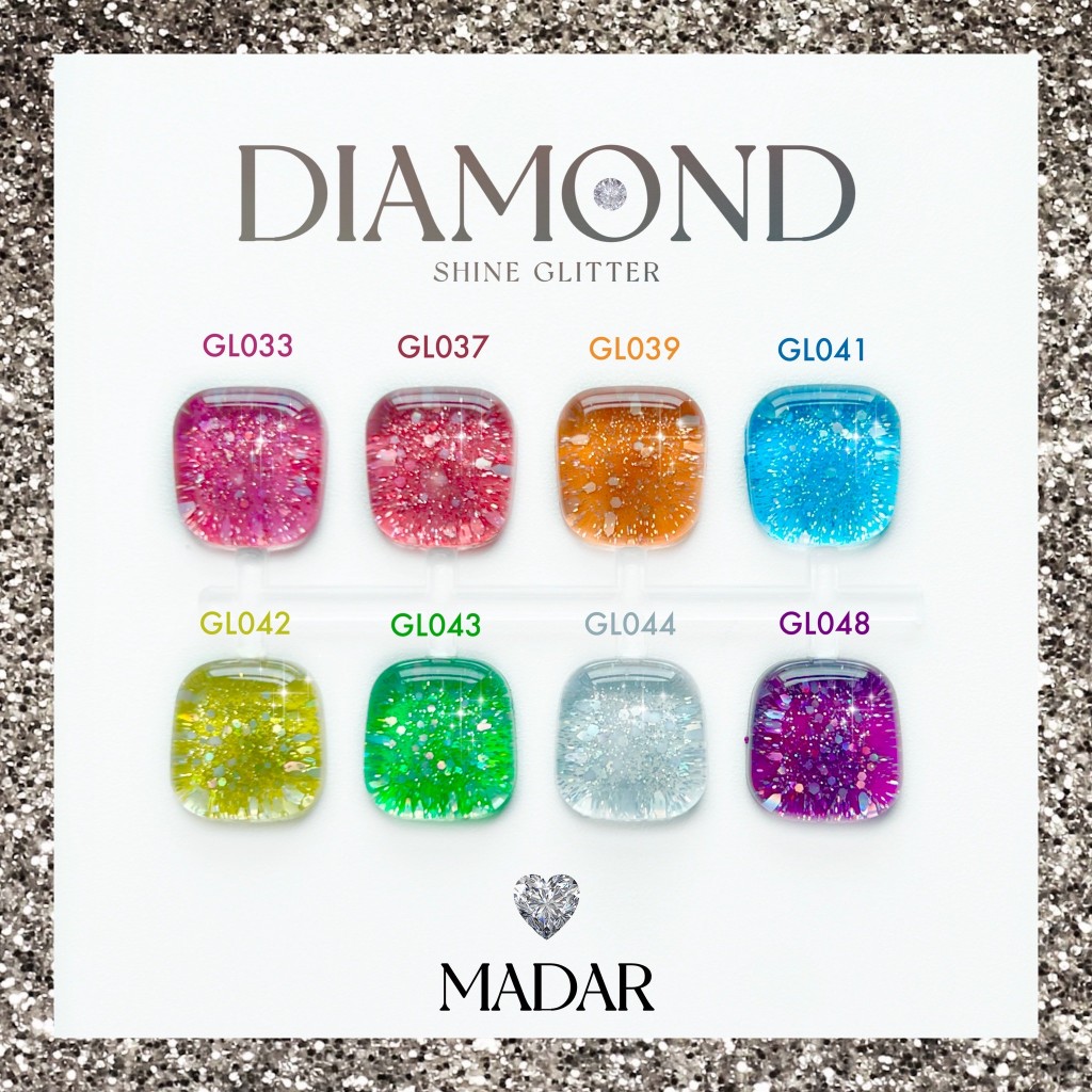 Madar ยาทาเล็บ DIAMOND สีกลิตเตอร์เม็ดใหญ่ สีเจลไม่ต้องอบ ขนาด 7 ML.