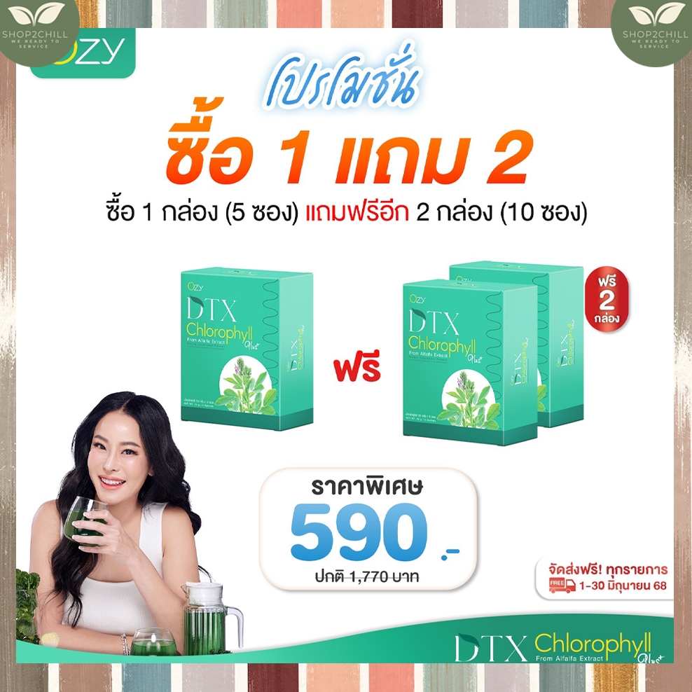 โอซี 1 แถม 2 Ozy Dtx Chlorophyll Alfalfa Plus โอซี คอลโรฟิลล์ ดีท็อกซ์หนิง ปณิตา