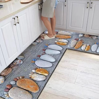 Kitchen mat set เช็ตพรมปูห้องครัว ดักฝุ่น ดักเศษอาหารต่างๆ ตกแต่งห้องครัว ดูดซับน้ำได้ดี แห้งเร็ว