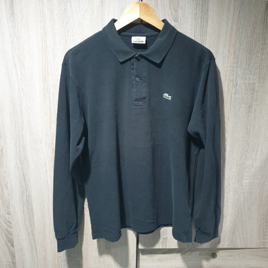 เสื้อคอปกแขนยาว LACOSTE สีดำ ของแท้มือสอง