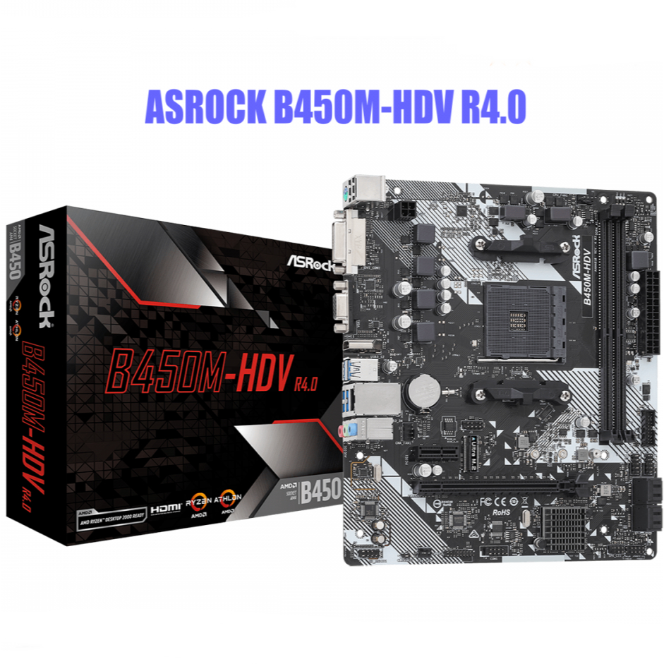 MAINBOARD (เมนบอร์ด) AM4 ASROCK B450M-HDV  รับประกัน 3 - Y