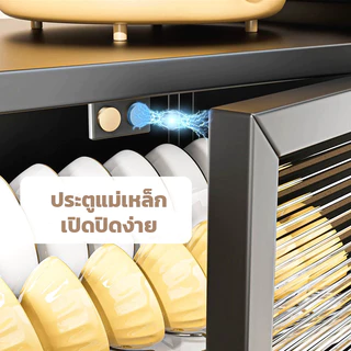 ตู้เก็บจาน ชั้นวางจานสแตนเลสกันฝุ่น ตู้ในครัวตู้เก็บของในครัวเรือน ชั้นวางท่อระบายน้ำในครัวกันฝุ่นและกันแมลง 2ชั้น