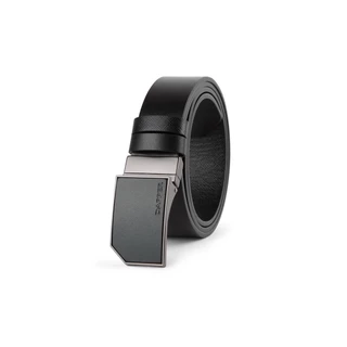 DAPPER เข็มขัดหนังแท้ Snip Corner Plaque Buckle Belt แบบใส่ได้ 2 ด้าน สีดำ (BBC/BK/1287PG4)