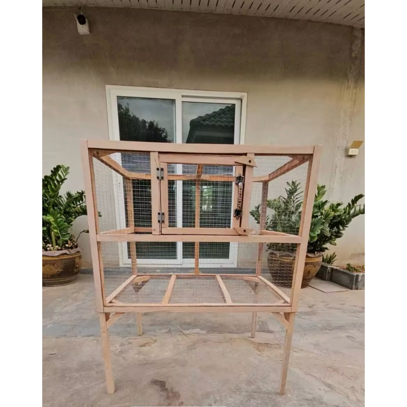 กรงนก กระรอก กระเเต ชูก้า ล้อมตาข่ายลวดหนา ขนาด 100*60*70 ประตูข้าง