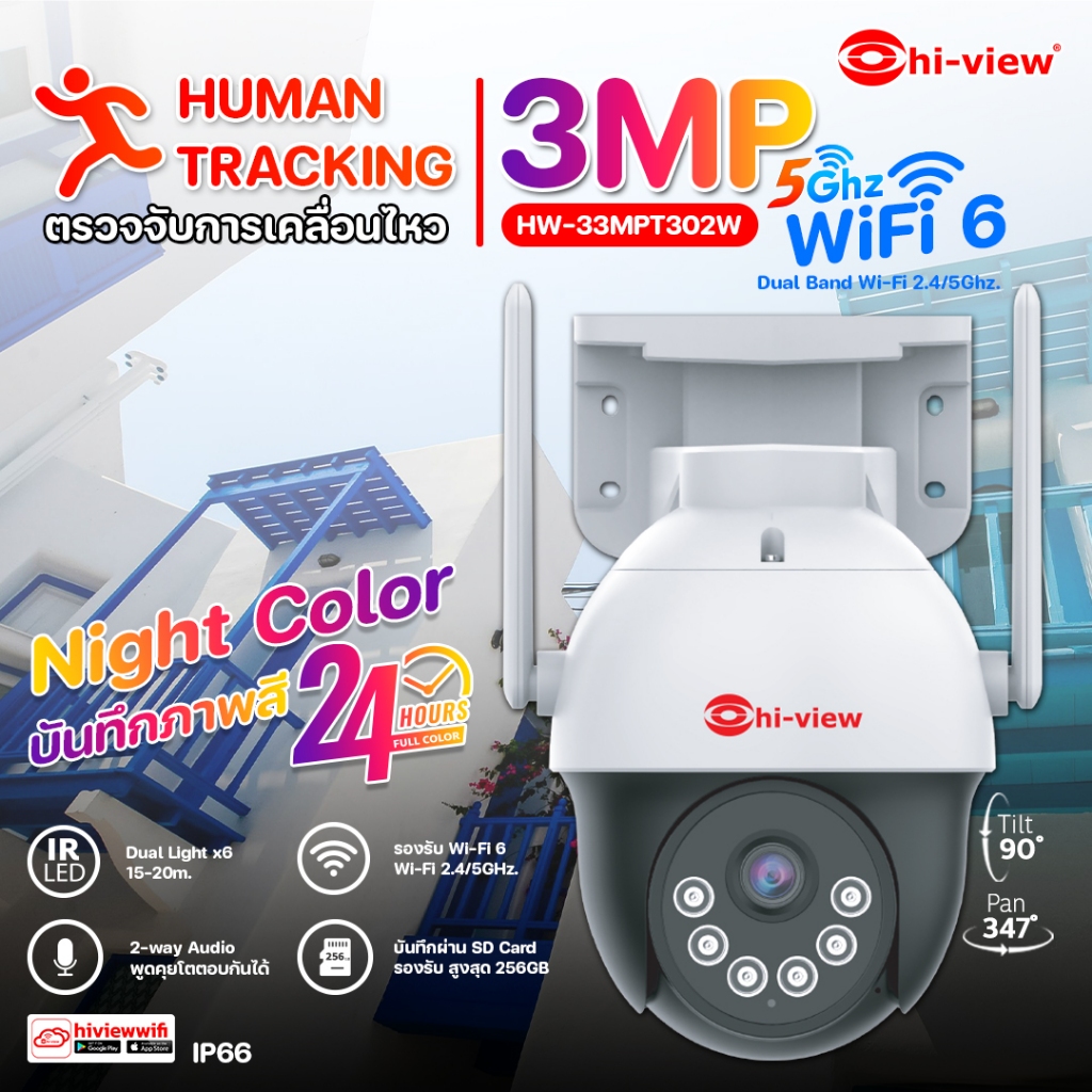 ROBOT Hi-View HW-33MPT302W คมชัด 3ล้านพิกเซล รองรับ Wi-Fi 6 2.4/5Ghz.