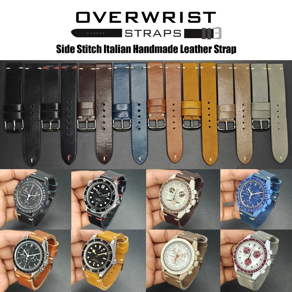 สายนาฬิกา สายหนังวัวแท้ รุ่น Italian Handmade Side Stitch Leather Straps