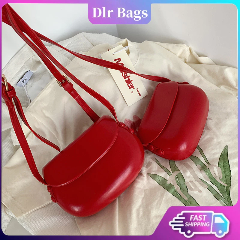 🔥พร้อมส่ง🔥กระเป๋าสะพายข้าง กระเป๋าเกาหลี หนัง pu bag กระเป๋าสีเเดง กระเป๋าแดงสะพายข้าง
