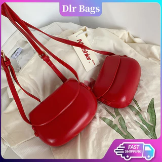 🔥พร้อมส่ง🔥กระเป๋าสะพายข้าง กระเป๋าเกาหลี หนัง pu bag กระเป๋าสีเเดง กระเป๋าแดงสะพายข้าง