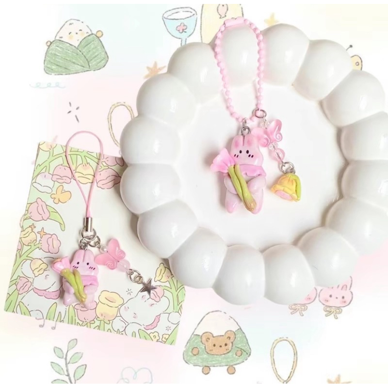 ˚ ꒰ Bunny ꒱. พวงกุญแจดินปั้นเจ้าต่าย สร้อยคอ-กำไลเจ้าต่าย  ˚ ༘. 2-3 day
