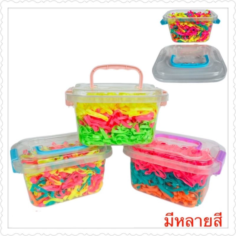 หนังยางรัดผมคละสีเส้นใหญ่ในกล่องฝาล็อคมีหูหิ้ว 10 กล่อง(ทางร้านขอเป็นคนเลือกกระปุกให้นะคะ)