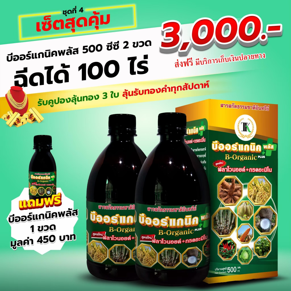 บีออร์แกนิค พลัส Borganic Plus ขนาด 500 ซีซี 2ขวด แถมขนาด 100ซีซี 1ขวด