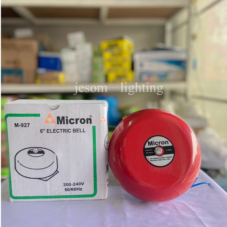 Micron ไมครอน กริ่ง/กระดิ่งไฟฟ้า 6 นิ้ว 220V ( Electric Bell 6" ) สัญญาณเสียงเตือนภัย ไฟไหม้ กันขโมย