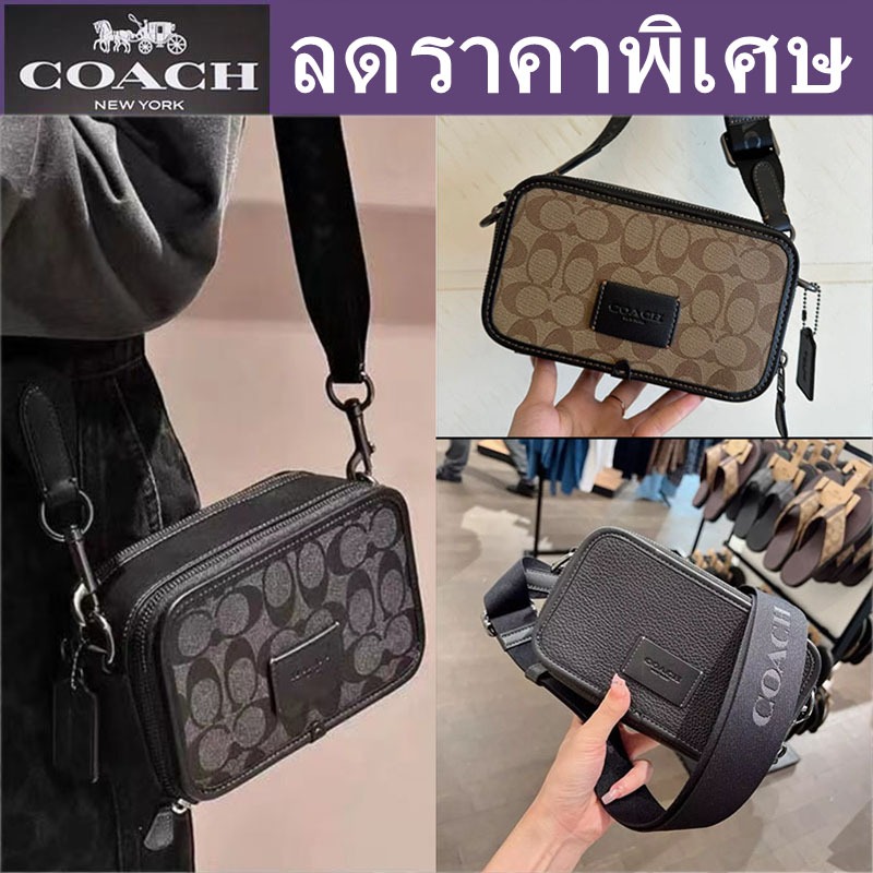 ของแท้💯%/Outlet 7.6-นิ้วกระเป๋าสะพายผู้ชายแฟชั่นคลาสสิกกระเป๋ากล้องซิปคู่ของขวัญผู้ชาย
