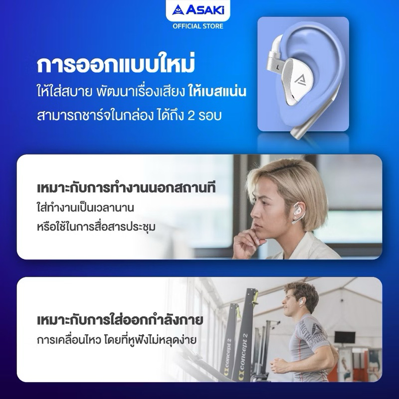 ASAKI (อาซากิ)บลูทูธ หูฟัง Asaki A-K6658 📌รับประกัน1ปี - รูปที่ 5