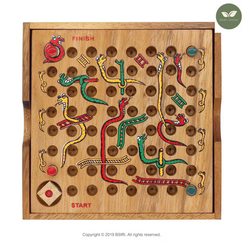 เกมส์บันไดงู เกมส์งูตกบันได เนื้อไม้แท้ Snake and Ladder