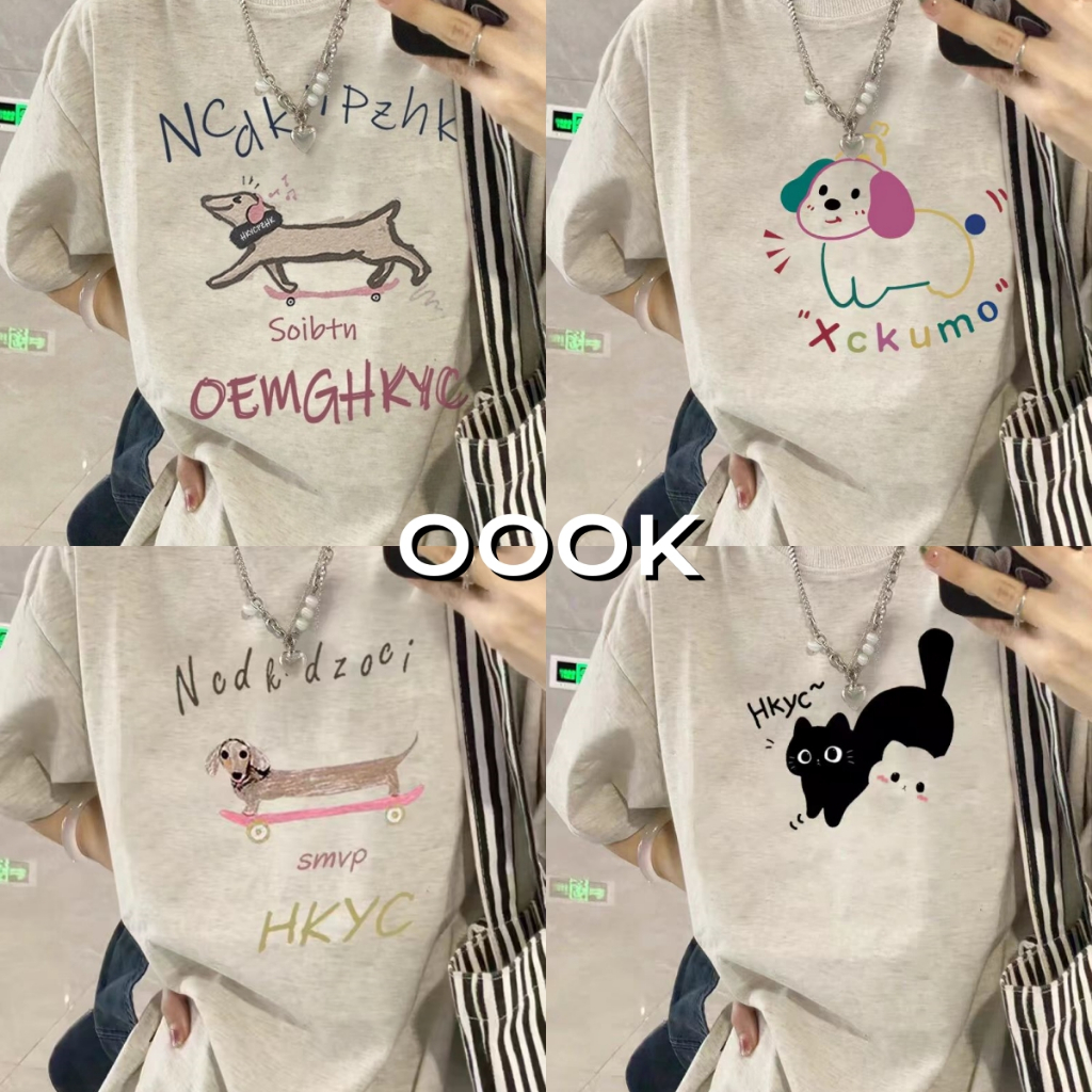 (จัดส่งตลอด 24 ชั่วโมง）OOOK Official เสื้อเกาหลีy2k เสื้อยืดแขนสั้นผู้หญิงผ้าฝ้ายแท้รุ่นใหม่สไตล์เกาหลีแบบหลวมแฟชั่น
