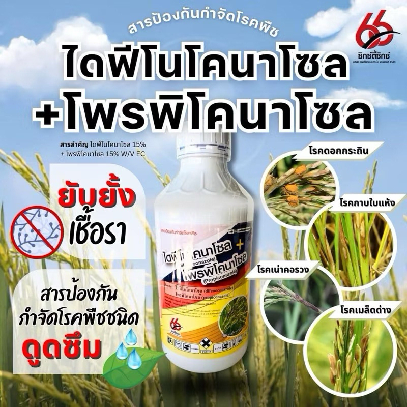 ไดฟีโนโคนาโซล (difenoconazole)+โพรพิโคนาโซล (propiconazole)W/V EC 1 ลิตร สาร เดียวกับอามูเร่