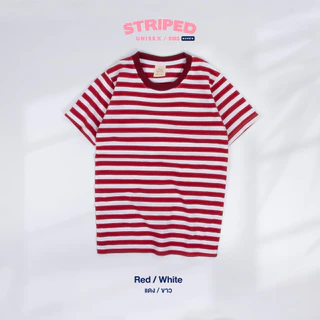 เสื้อยืดริ้ว โทนเเดง Striped คอกลม เเขนสั้น