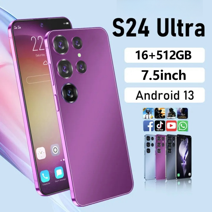 (ใหม่)Galaxy S24 mobile phone 5G 7.5hd+2 SIM 16+512GB 36+58MP 4G smartphone phone cheap Android 12.0