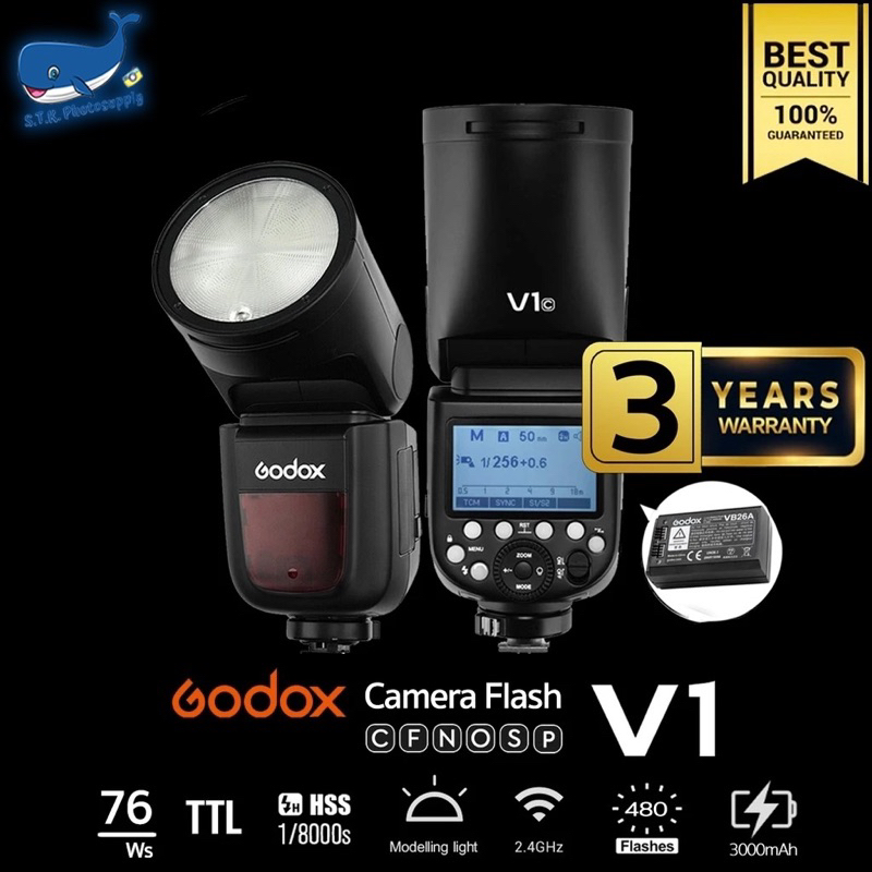 V1 Godox Flash Auto TTL Series with Battery แฟลชโกดอกพร้อมแบตเตอรี่