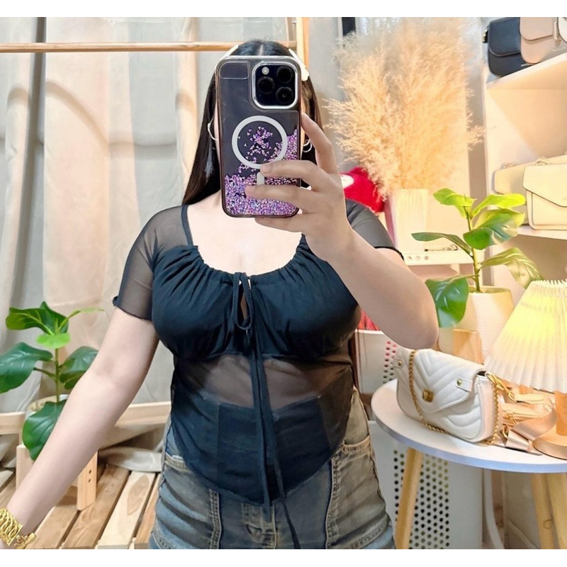450 เสื้อซีทรูสาวอวบ ผูกหน้าเอววีพรางหุ่น อก 34-42