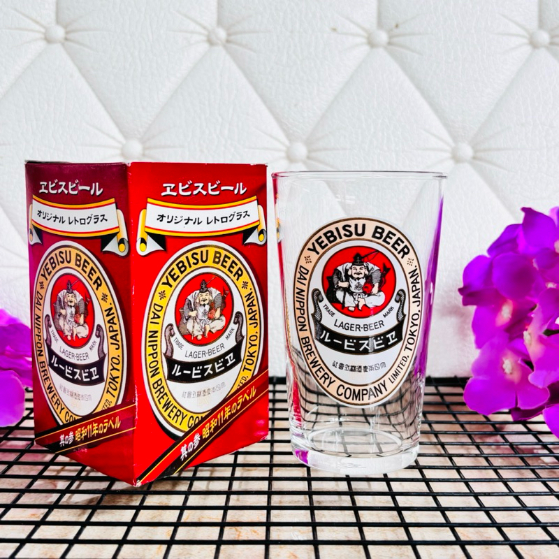 แก้วเบียร์ YEBISU LAGER BEER ขนาดเล็ก มือสอง จากญี่ปุ่น
