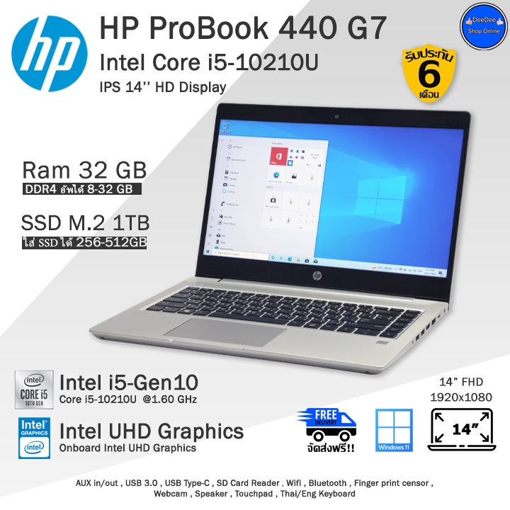 HP ProBook 440 G7 Core i5-10210U(Gen10) เครื่องใหม่มากใช้งานลื่นๆ คอมพิวเตอร์โน๊ตบุ๊คมือสองสภาพดี