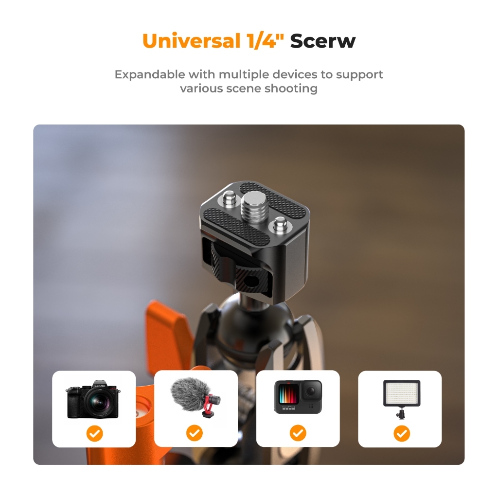 K&F CONCEPT MS13 Crab Claw Pea Clamp Set มาพร้อมกับคลิปหนีบโทรศัพท์ขนาดเล็กและอะแดปเตอร์ GoPro