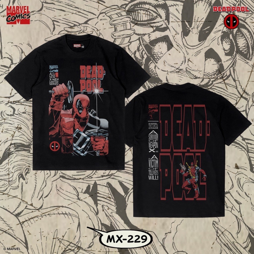 Power 7 Shop เสื้อยืดการ์ตูน มาร์เวล ลาย DEADPOOL ลิขสิทธ์แท้ MARVEL COMICS T-SHIRTS (MX-229)