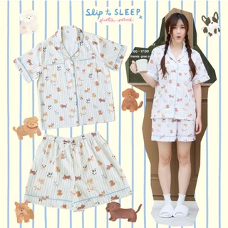 ชุดนอน sliptosleep - Cream Pup Shorts Set