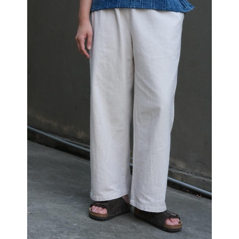 Basic pants - กางเกงผ้าฝ้ายทอขายาว สีขาว