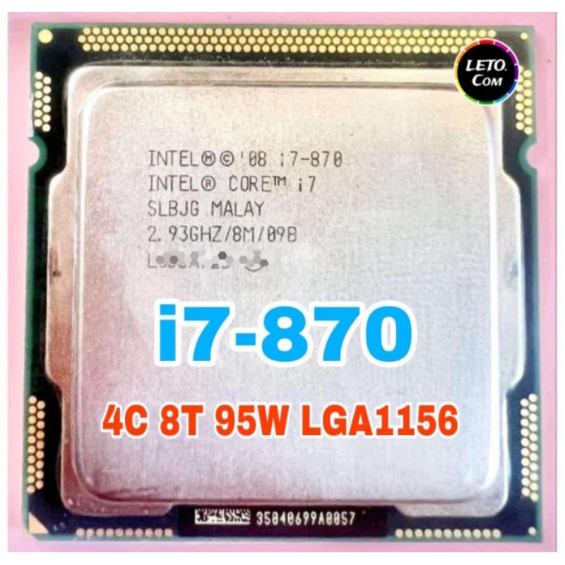 ซีพียู CPU Intel Core i7-870 2.93 GHz 4คอ8เทรด 95W LGA 1156 ฟรีซิลิโคลน1ซอง i7 870