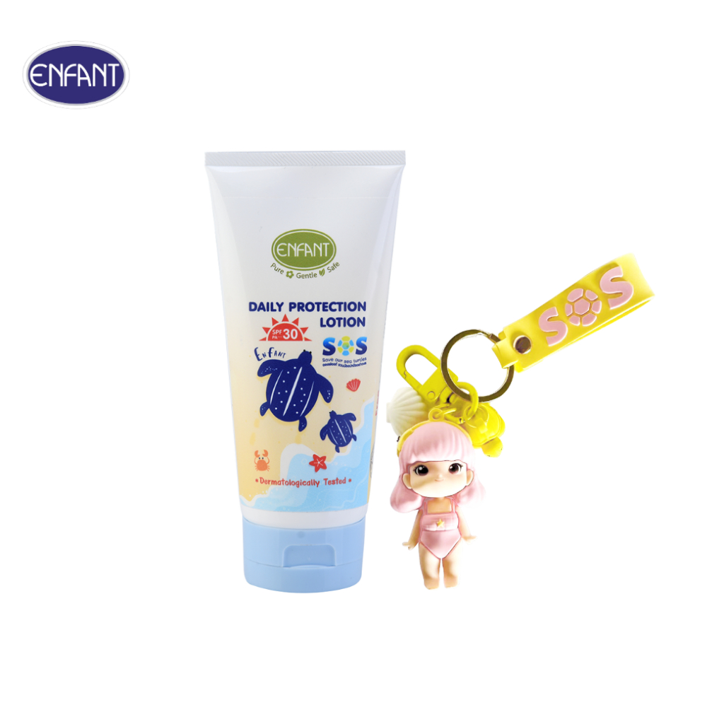 Enfant (อองฟองต์) โลชั่นกันแดดสำหรับเด็ก ปกป้อง SPF 30PA+++ 150ml. + พวงกุญแจ น้องบางขวัญ SoS Collection สีชมพู