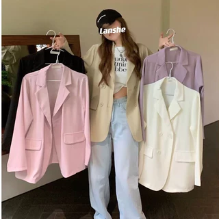 SUIT-18🍇สูทผู้หญิงสไตล์เกาหลี กระดุม 4เม็ด เสื้อเบลเซอร์แฟชั่น ใส่ทำงาน ใส่คลุม สำหรับผู้หญิง ผ้านิ่ม ใส่สบาย 🍇