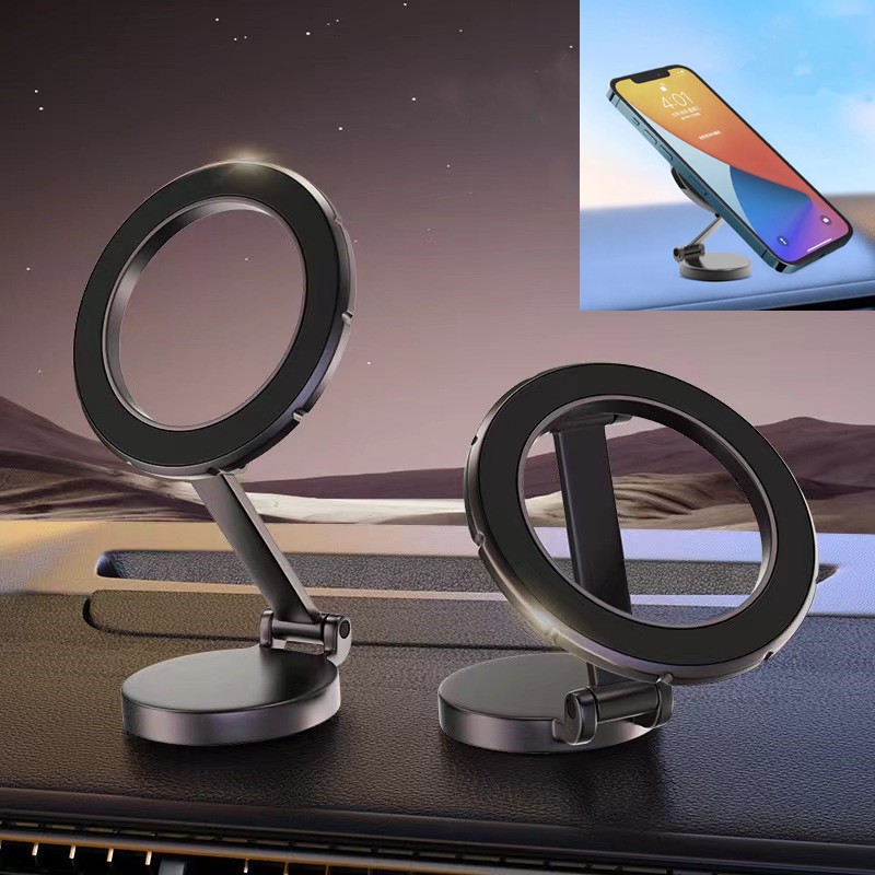 Magsafe Car Holder วัสดุโลหะผสมอลูมิเนียมการบิน สามารถหมุนได้ 1080° พับได้ magsafe car mount แม่เหล็กติดมือถือในรถยนต์