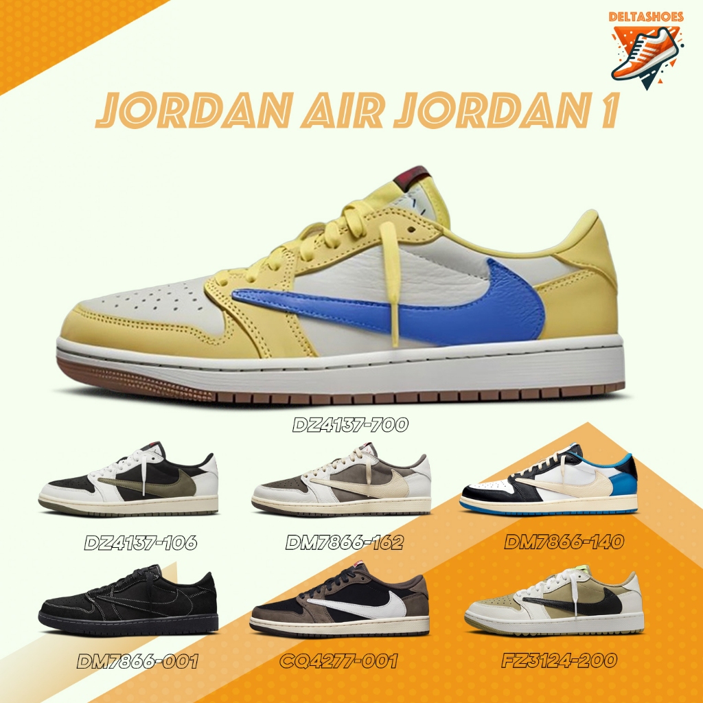 ของแทั Travis Scott x Jordan Air Jordan 1 Low Golf รองเท้าวิ่ง แฟชั่น สวมใส่สบาย
