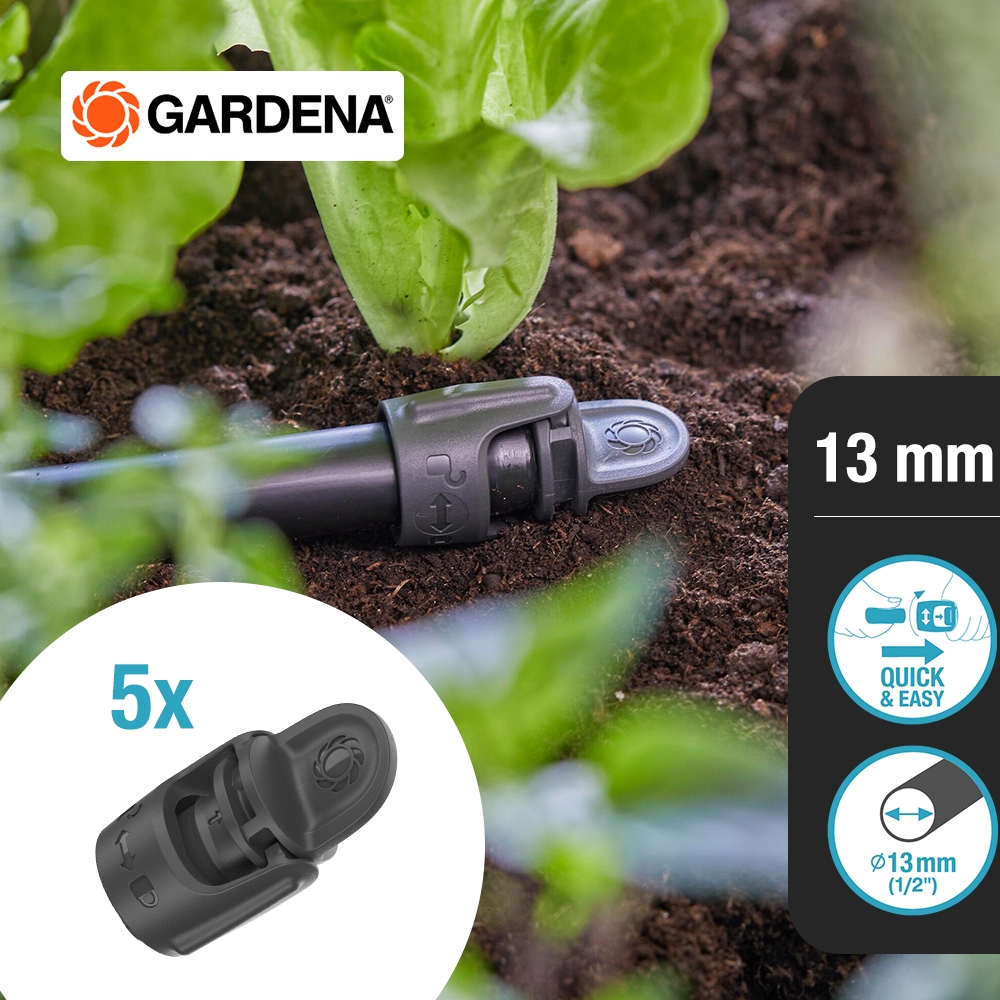 GARDENA ข้อต่อปิดปลายสาย ขนาด 13 มม. (1/2")  (5 ชิ้น) (13205-20)