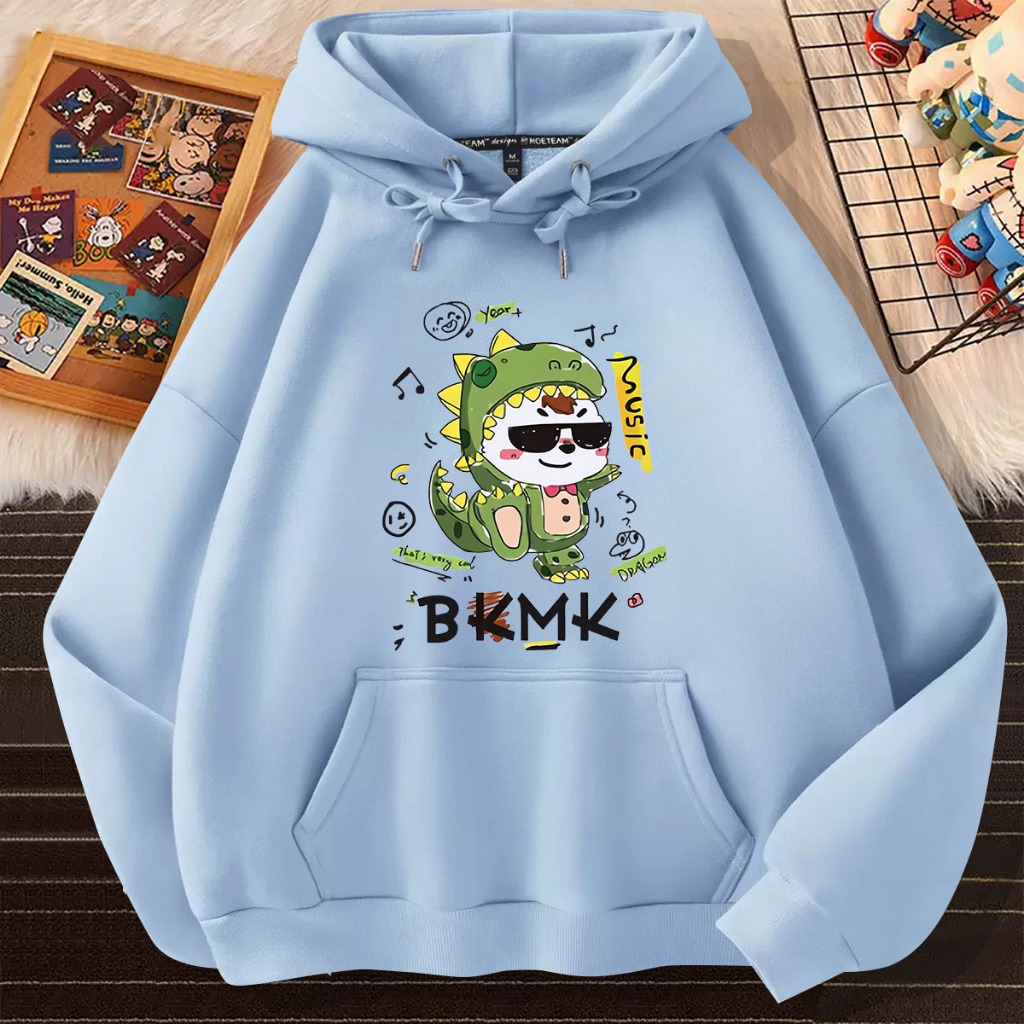 L854เสื้อฮู้ดแขนยาวใส่ได้ทั้งชายและหญิง ผ้าโพลีเอสเตอร์ใส่สบาย เสื้อแฟชั่นลายน่ารัก - รูปที่ 3