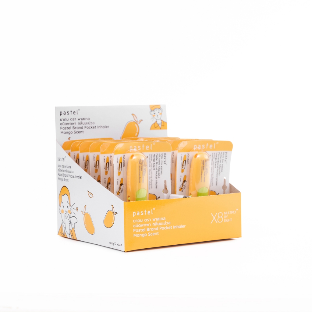 pastel pocket inhaler ยาดมชนิดพกพากลิ่นมะม่วง (แบบกล่อง มี 12 ชิ้น)