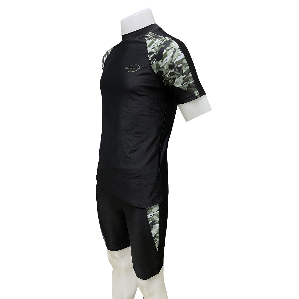 ชุดว่ายน้ำผู้ชาย ชุดว่ายน้ำเซต 2 ชิ้น เสื้อแขนสั้นกางเกงขาสามส่วน รุ่น91026